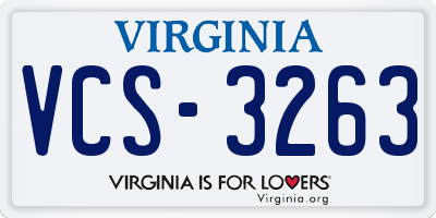 VA license plate VCS3263