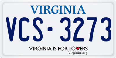 VA license plate VCS3273