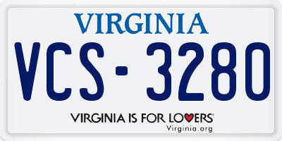 VA license plate VCS3280