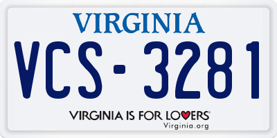 VA license plate VCS3281