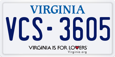 VA license plate VCS3605
