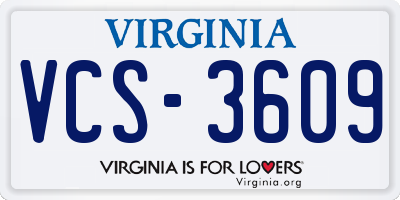 VA license plate VCS3609