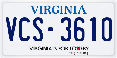 VA license plate VCS3610