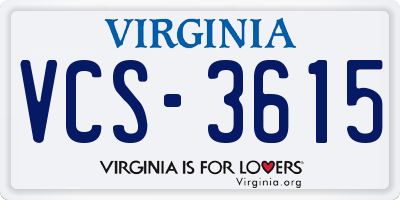 VA license plate VCS3615