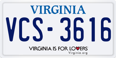 VA license plate VCS3616