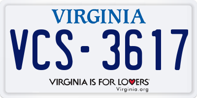 VA license plate VCS3617