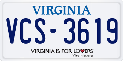 VA license plate VCS3619