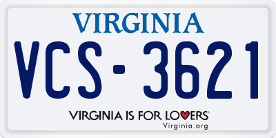 VA license plate VCS3621