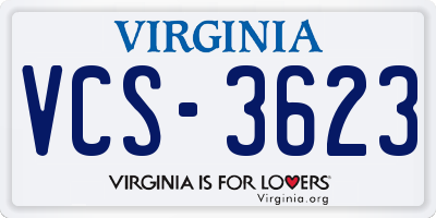 VA license plate VCS3623