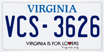 VA license plate VCS3626