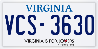 VA license plate VCS3630