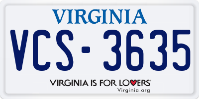 VA license plate VCS3635