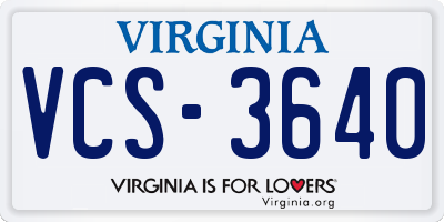 VA license plate VCS3640