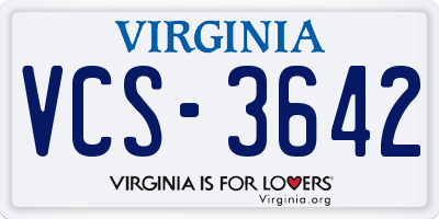 VA license plate VCS3642