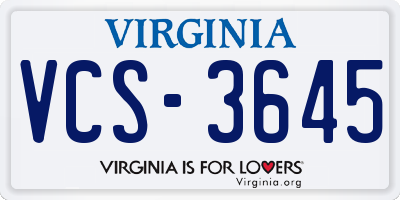 VA license plate VCS3645