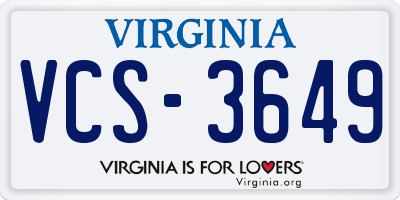 VA license plate VCS3649