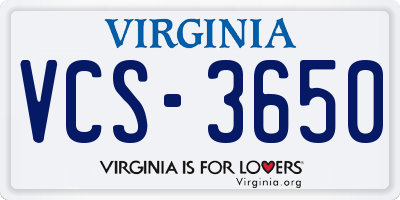 VA license plate VCS3650