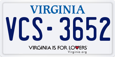 VA license plate VCS3652