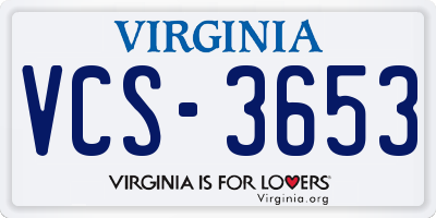 VA license plate VCS3653