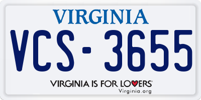VA license plate VCS3655