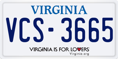 VA license plate VCS3665