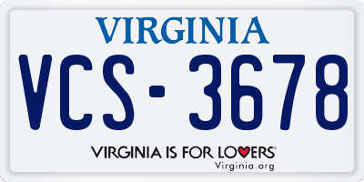 VA license plate VCS3678