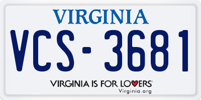 VA license plate VCS3681