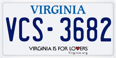 VA license plate VCS3682