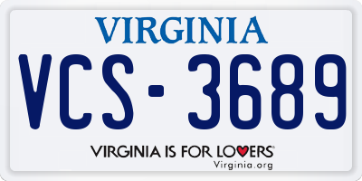 VA license plate VCS3689