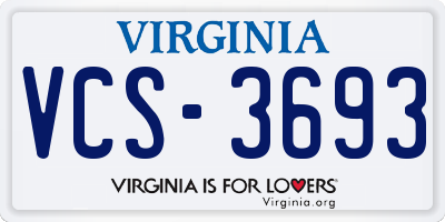 VA license plate VCS3693