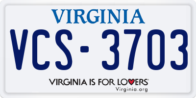 VA license plate VCS3703
