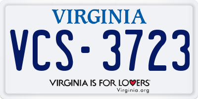 VA license plate VCS3723