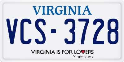 VA license plate VCS3728
