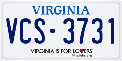 VA license plate VCS3731