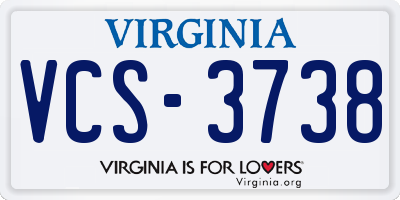 VA license plate VCS3738