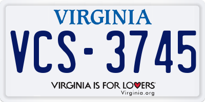 VA license plate VCS3745