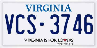 VA license plate VCS3746