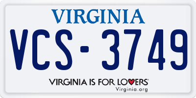 VA license plate VCS3749