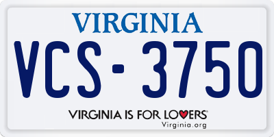 VA license plate VCS3750