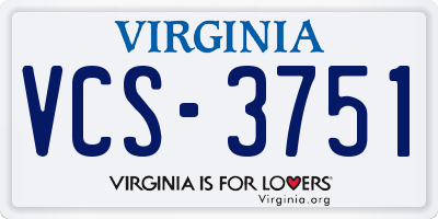 VA license plate VCS3751
