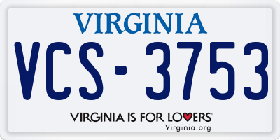 VA license plate VCS3753