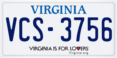 VA license plate VCS3756