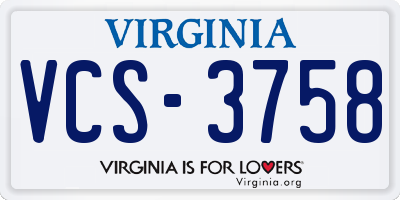 VA license plate VCS3758