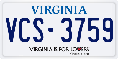 VA license plate VCS3759