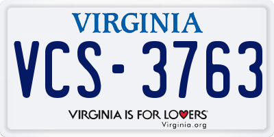 VA license plate VCS3763