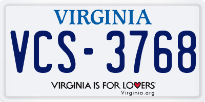 VA license plate VCS3768