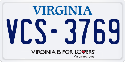 VA license plate VCS3769