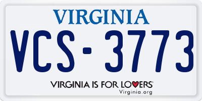 VA license plate VCS3773
