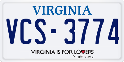 VA license plate VCS3774