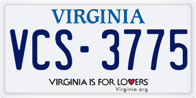 VA license plate VCS3775